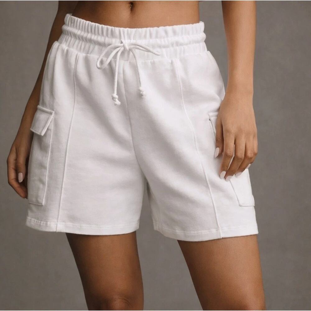 Daily Practice Anthropologie Drawcord Waist Cargo Sweat Shorts White Size XL